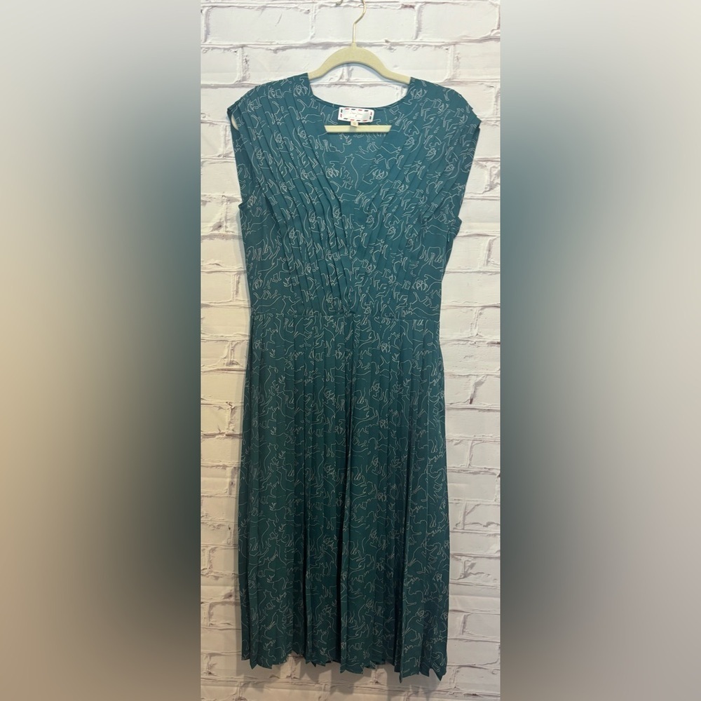 Dear Drew by Drew Barrymore Impressionist Pleater V-Neck Midi Dress – Size 4 - Picture 3 of 7
